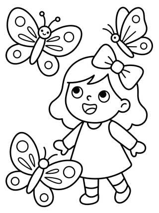 Lila Playing with Butterflies para colorir Desenho de Lila Playing with Butterflies para colorir e imprimir grátis