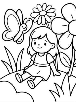 Lila Playing in the Park with Flowers para colorir Desenho de Lila Playing in the Park with Flowers para colorir e imprimir grátis