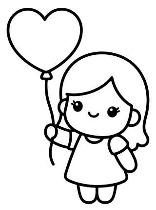 Lila with a Heart Balloon para colorir Desenho de Lila with a Heart Balloon para colorir e imprimir grátis