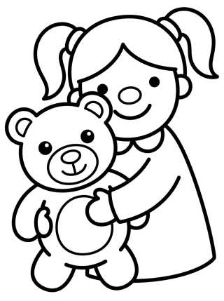 Lila with Teddy Bear para colorir Desenho de Lila with Teddy Bear para colorir e imprimir grátis