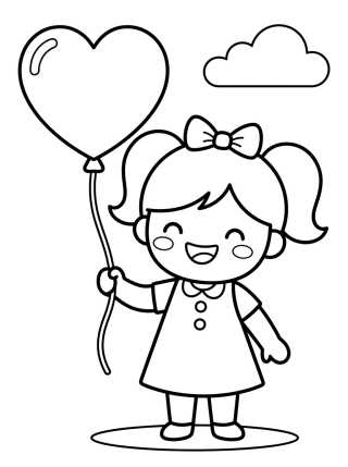 Lila Holding a Heart Balloon para colorir Desenho de Lila Holding a Heart Balloon para colorir e imprimir grátis