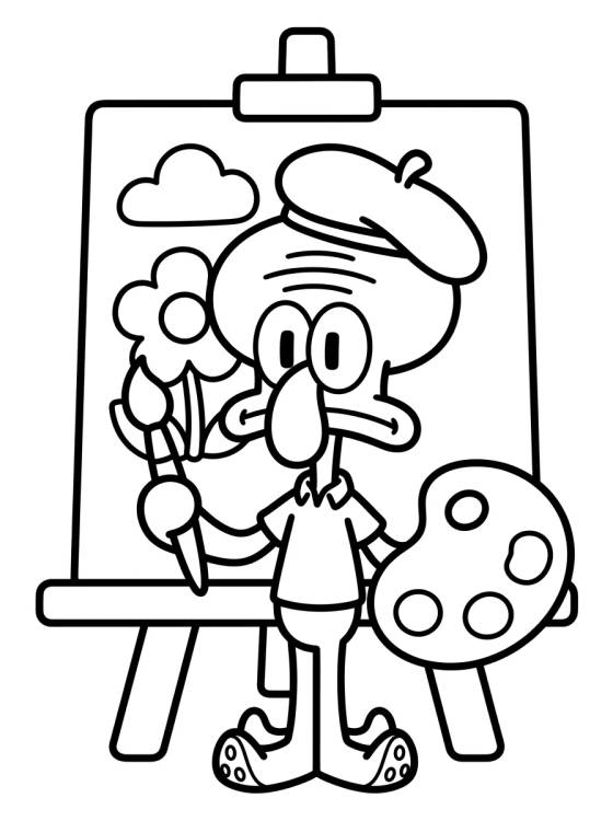 Squidward the Artist Painting para colorir Desenho de Squidward the Artist Painting para colorir e imprimir grátis