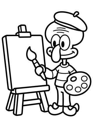 Artist Squidward Painting para colorir Desenho de Artist Squidward Painting para colorir e imprimir grátis