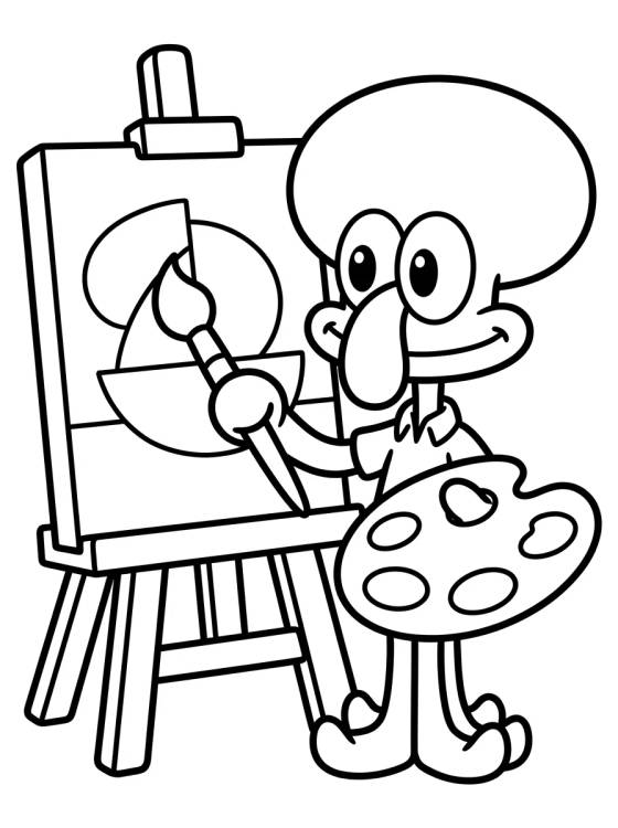 Artist Squidward Painting para colorir Desenho de Artist Squidward Painting para colorir e imprimir grátis