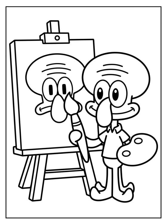 Artist Squidward Painting para colorir Desenho de Artist Squidward Painting para colorir e imprimir grátis