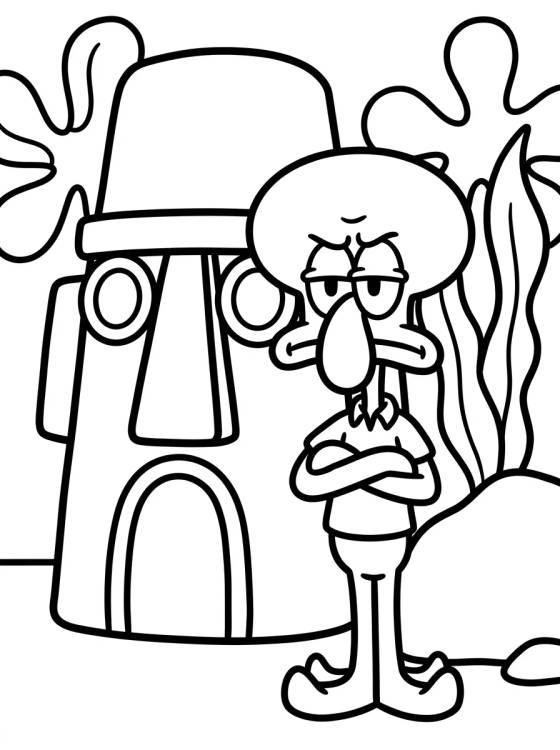 Squidward with Arms Crossed para colorir Desenho de Squidward with Arms Crossed para colorir e imprimir grátis
