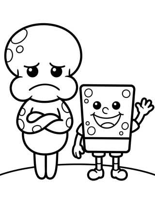 Cute Squidward and SpongeBob para colorir Desenho de Cute Squidward and SpongeBob para colorir e imprimir grátis