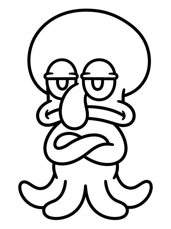 Cute Squidward with Crossed Arms para colorir Desenho de Cute Squidward with Crossed Arms para colorir e imprimir grátis