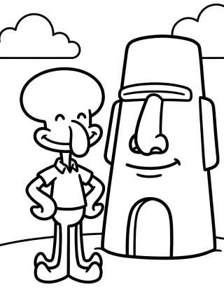 Squidward at His Moai House para colorir Desenho de Squidward at His Moai House para colorir e imprimir grátis