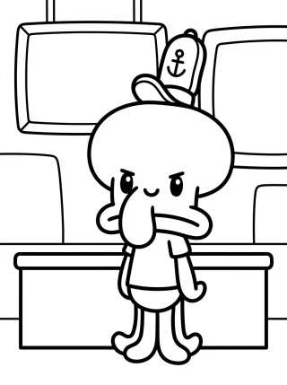 Squidward at the Krusty Krab para colorir Desenho de Squidward at the Krusty Krab para colorir e imprimir grátis