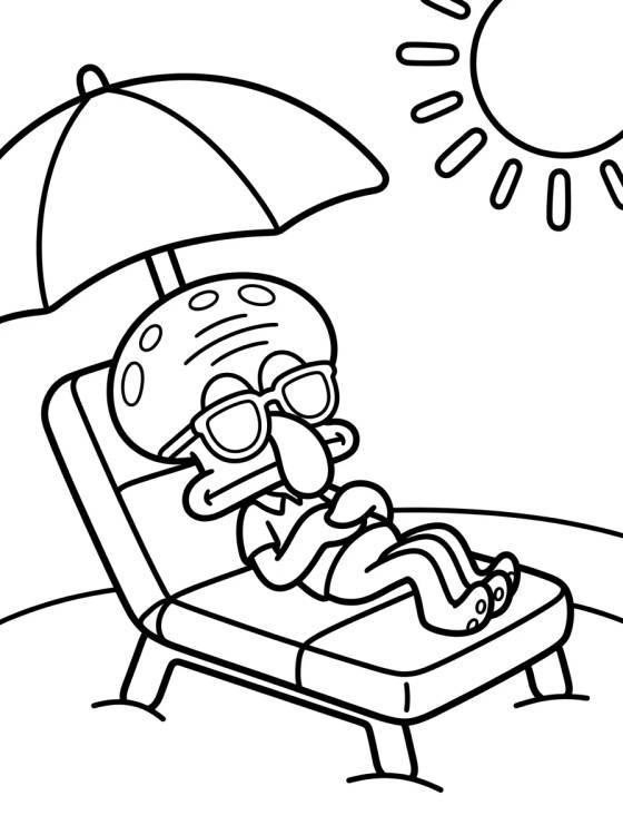 Squidward Relaxing in the Sun para colorir Desenho de Squidward Relaxing in the Sun para colorir e imprimir grátis