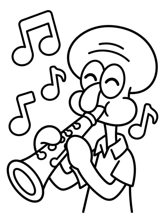 Squidward Playing the Clarinet para colorir Desenho de Squidward Playing the Clarinet para colorir e imprimir grátis
