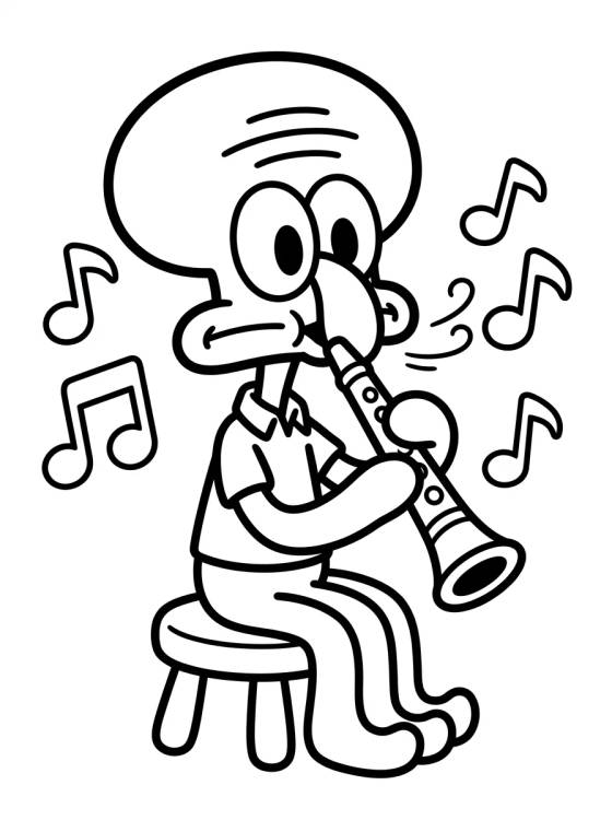 Squidward Playing the Clarinet para colorir Desenho de Squidward Playing the Clarinet para colorir e imprimir grátis