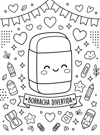 Fun Kawaii Eraser para colorir Desenho de Fun Kawaii Eraser para colorir e imprimir grátis