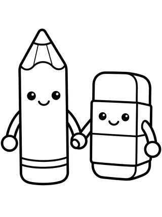 Little Pencil and Eraser Friends para colorir Desenho de Little Pencil and Eraser Friends para colorir e imprimir grátis