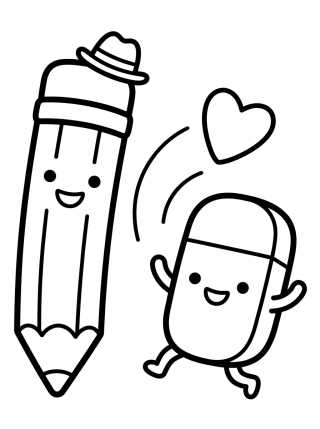Pencil and Eraser Best Friends para colorir Desenho de Pencil and Eraser Best Friends para colorir e imprimir grátis