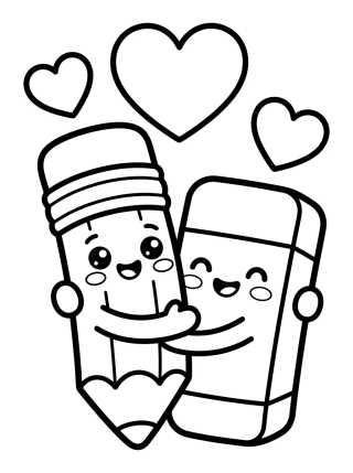 Pencil and Eraser Besties para colorir Desenho de Pencil and Eraser Besties para colorir e imprimir grátis