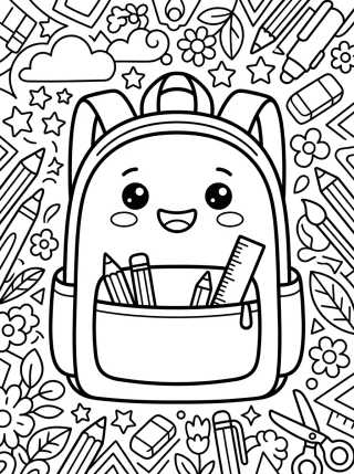 Smiling School Backpack para colorir Desenho de Smiling School Backpack para colorir e imprimir grátis