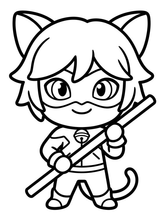 Smiling Chibi Cat Noir para colorir Desenho de Smiling Chibi Cat Noir para colorir e imprimir grátis