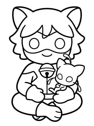 Cat Noir and Kwami Plagg para colorir Desenho de Cat Noir and Kwami Plagg para colorir e imprimir grátis