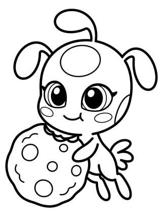 Cute Tikki Kwami para colorir Desenho de Cute Tikki Kwami para colorir e imprimir grátis