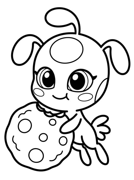 Cute Tikki Kwami para colorir Desenho de Cute Tikki Kwami para colorir e imprimir grátis