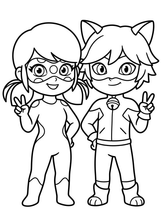 Ladybug and Cat Noir Friends para colorir Desenho de Ladybug and Cat Noir Friends para colorir e imprimir grátis