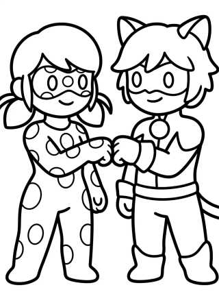 Ladybug and Cat Noir Together para colorir Desenho de Ladybug and Cat Noir Together para colorir e imprimir grátis