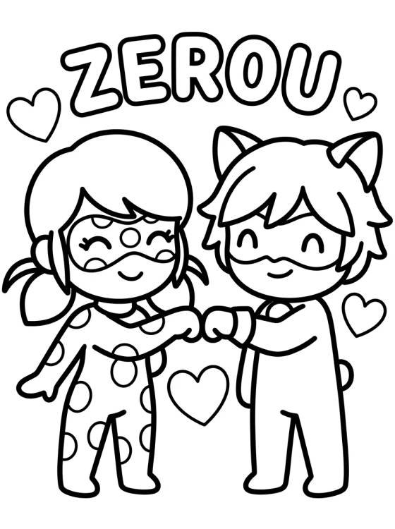 Ladybug and Cat Noir Pound It! para colorir Desenho de Ladybug and Cat Noir Pound It! para colorir e imprimir grátis