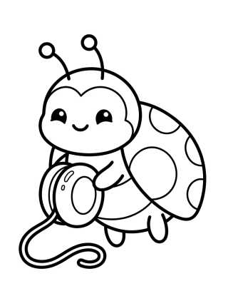 Kawaii Ladybug with Magic Yo-Yo para colorir Desenho de Kawaii Ladybug with Magic Yo-Yo para colorir e imprimir grátis