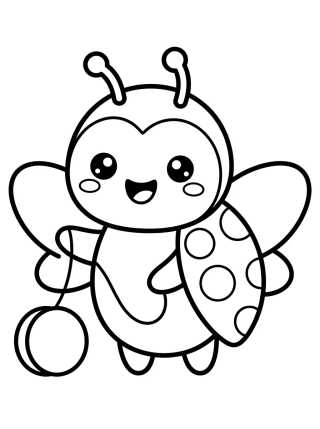 Kawaii Smiling Ladybug para colorir Desenho de Kawaii Smiling Ladybug para colorir e imprimir grátis