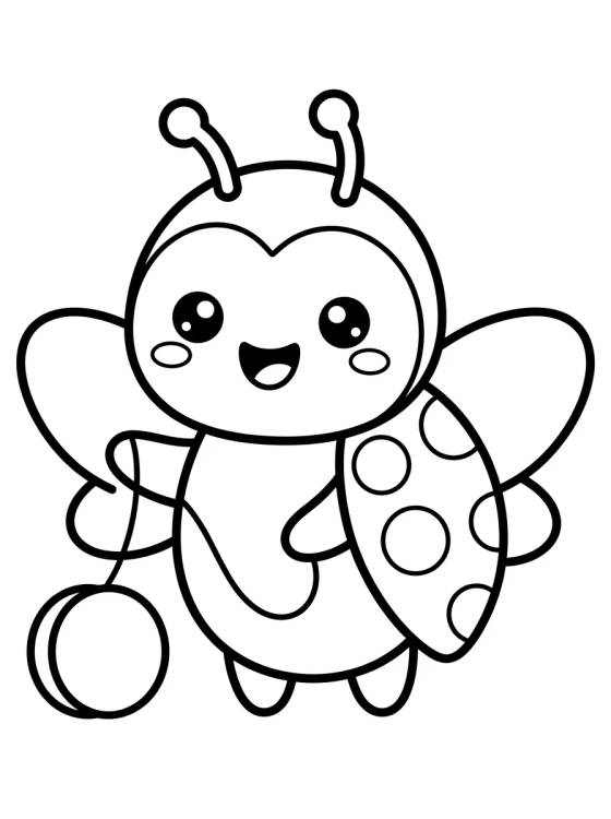 Kawaii Smiling Ladybug para colorir Desenho de Kawaii Smiling Ladybug para colorir e imprimir grátis
