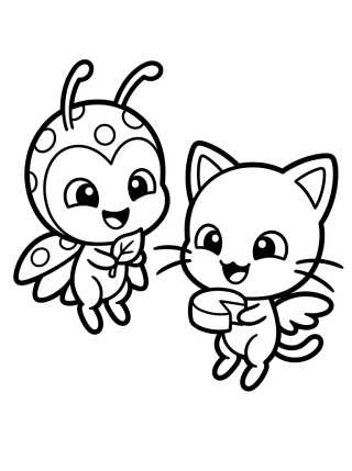 Cute Tikki and Plagg Kwamis para colorir Desenho de Cute Tikki and Plagg Kwamis para colorir e imprimir grátis