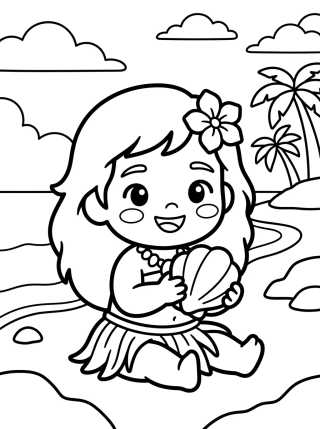 Baby Moana at the Beach para colorir Desenho de Baby Moana at the Beach para colorir e imprimir grátis