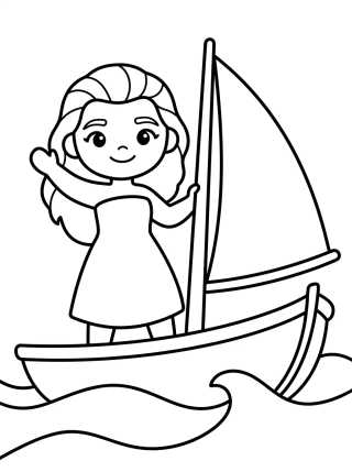 Moana Sailing Her Boat para colorir Desenho de Moana Sailing Her Boat para colorir e imprimir grátis