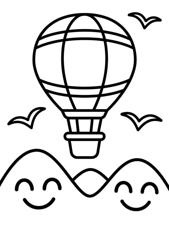 Balloon Flying Over Mountains para colorir Desenho de Balloon Flying Over Mountains para colorir e imprimir grátis