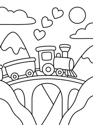 High Mountain Train Voyage para colorir Desenho de High Mountain Train Voyage para colorir e imprimir grátis