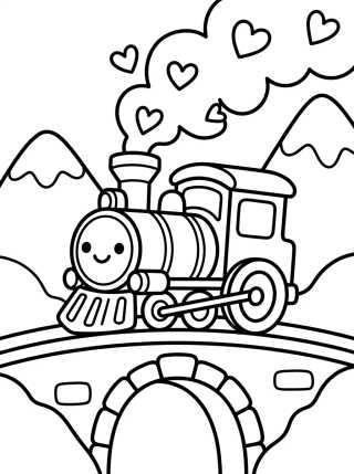 Cute Train Traveling Through the Mountains para colorir Desenho de Cute Train Traveling Through the Mountains para colorir e imprimir grátis