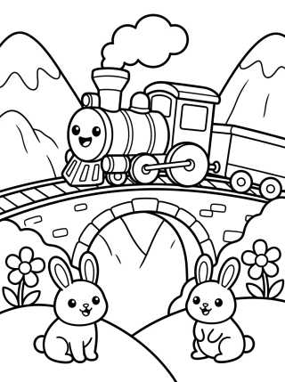 Train Traveling through Mountains para colorir Desenho de Train Traveling through Mountains para colorir e imprimir grátis