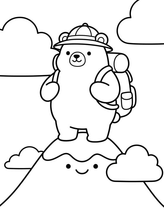 Little Hiker Bear on the Mountain para colorir Desenho de Little Hiker Bear on the Mountain para colorir e imprimir grátis