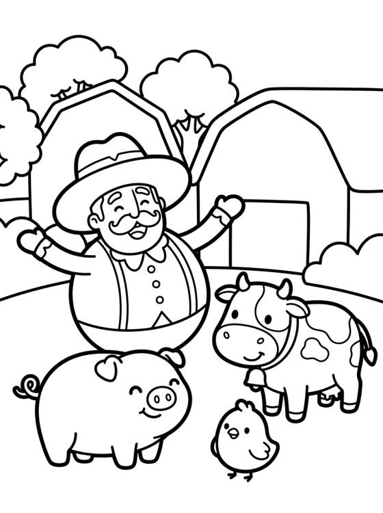 Bita and Farm Animals para colorir Desenho de Bita and Farm Animals para colorir e imprimir grátis