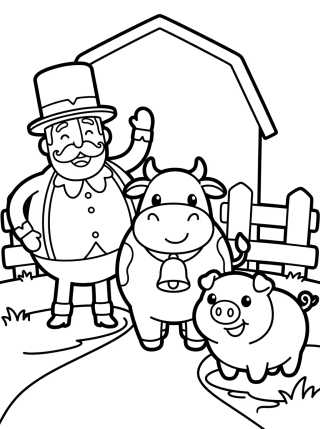 Bita and Farm Animals para colorir Desenho de Bita and Farm Animals para colorir e imprimir grátis