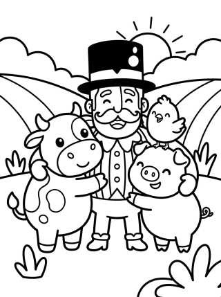 Bita and Farm Animals para colorir Desenho de Bita and Farm Animals para colorir e imprimir grátis