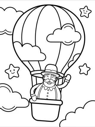 Bita in the Hot Air Balloon para colorir Desenho de Bita in the Hot Air Balloon para colorir e imprimir grátis