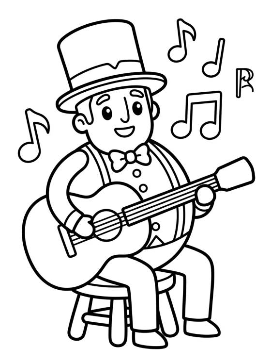 Bita Playing Guitar para colorir Desenho de Bita Playing Guitar para colorir e imprimir grátis