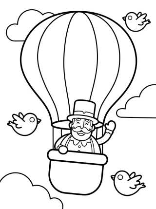 Bita Flying in a Hot Air Balloon para colorir Desenho de Bita Flying in a Hot Air Balloon para colorir e imprimir grátis