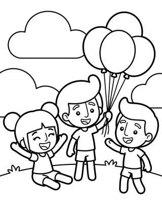 Lila, Dan and Tito Playing para colorir Desenho de Lila, Dan and Tito Playing para colorir e imprimir grátis