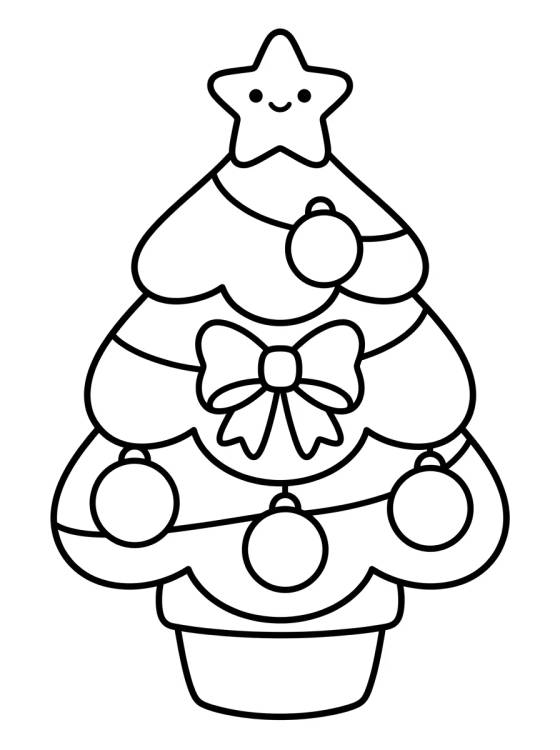 Cute Decorated Christmas Tree para colorir Desenho de Cute Decorated Christmas Tree para colorir e imprimir grátis