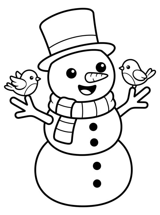 Cheerful Snowman with Scarf para colorir Desenho de Cheerful Snowman with Scarf para colorir e imprimir grátis