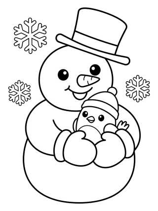 Cheerful Snowman para colorir Desenho de Cheerful Snowman para colorir e imprimir grátis